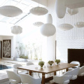 Décoration de la maison tissu blanc globe hall éclairage lustre pendentif moderne